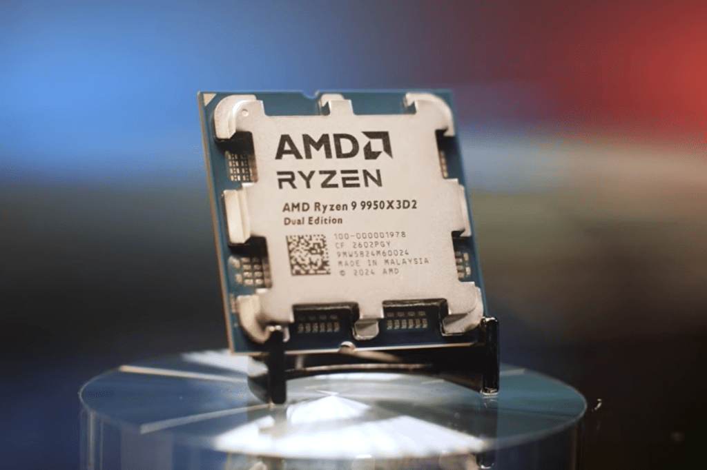 AMD Ryzen 9 9950X3D2 Dual Edition on a pedestal