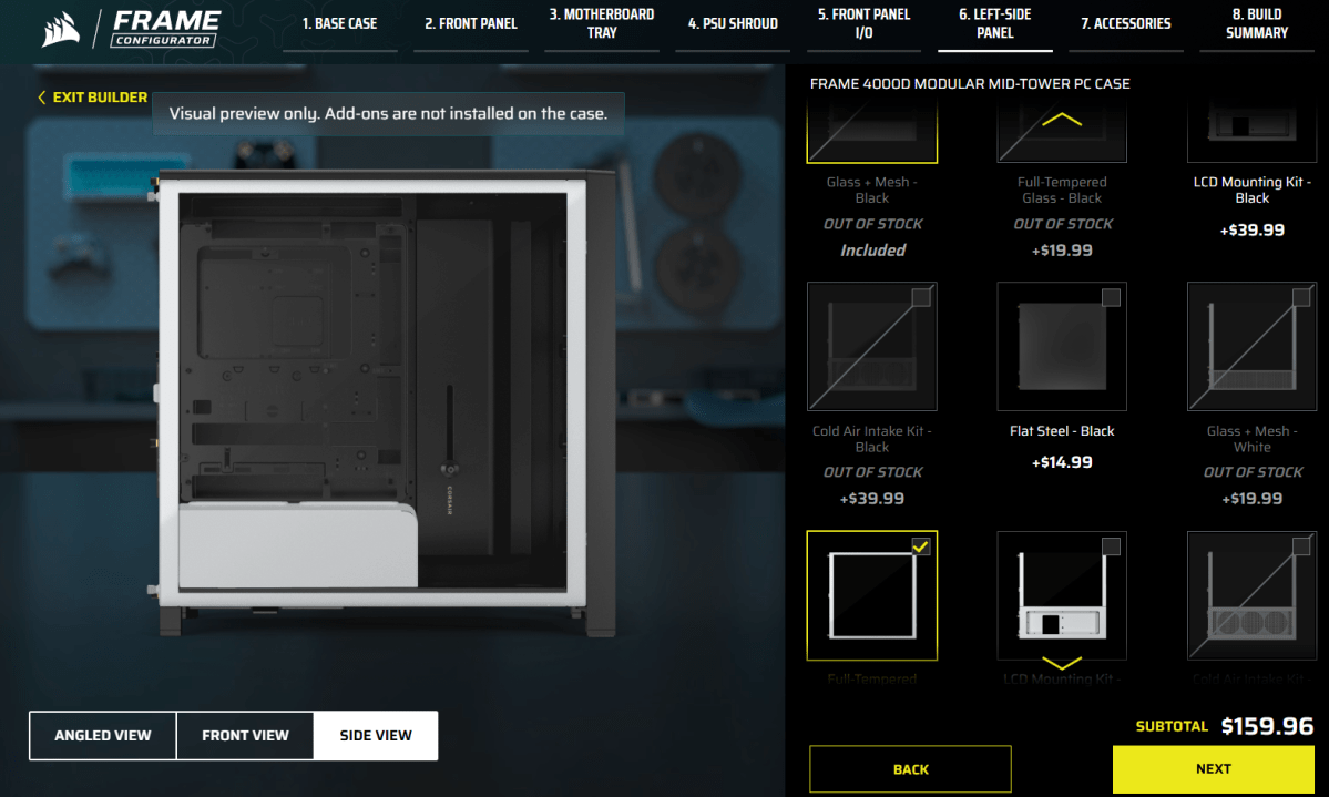 Corsair Frame builder &mdash; side panel